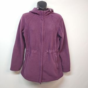 Lands' End Plum Fleece Hooded Jacket Women's Size S (6--8)